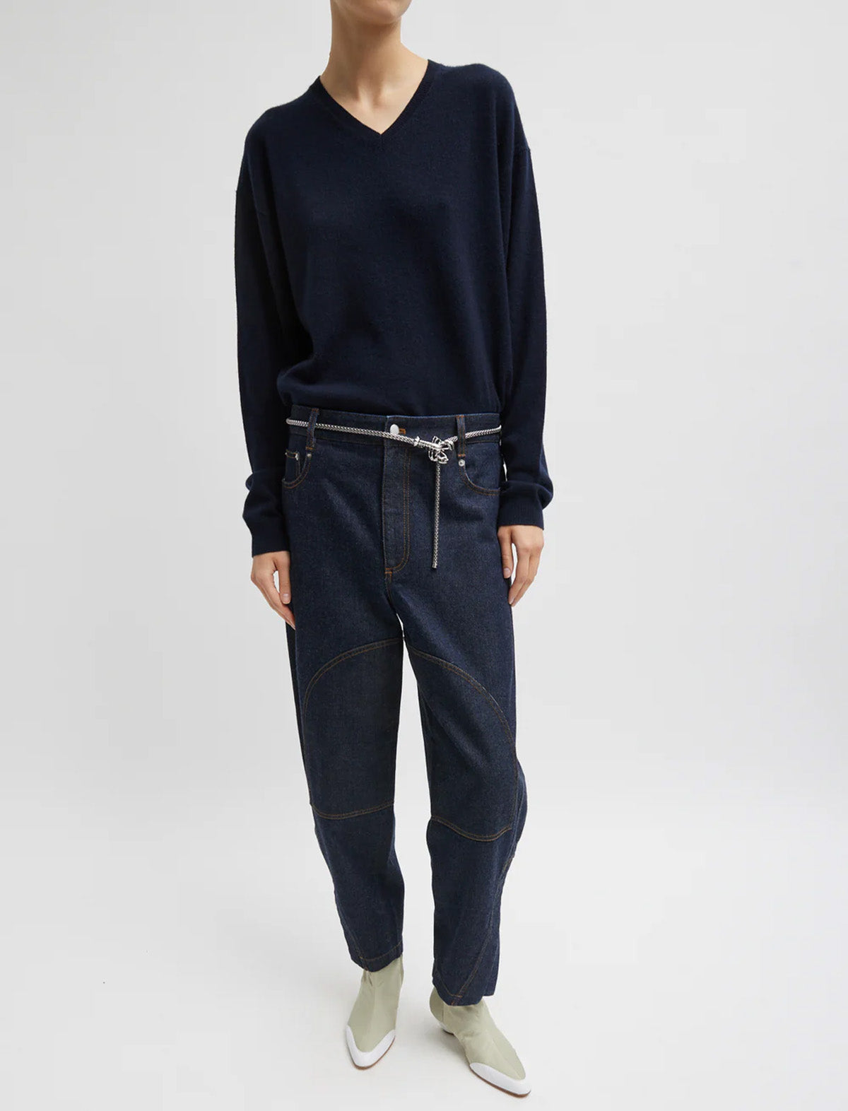 TIBI Indigo Denim Earl Jean in Dark Denim