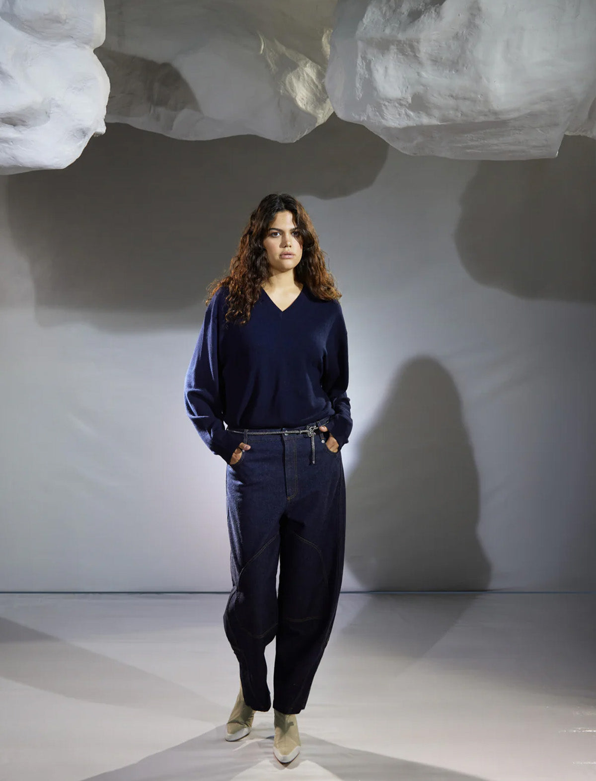 TIBI Indigo Denim Earl Jean in Dark Denim