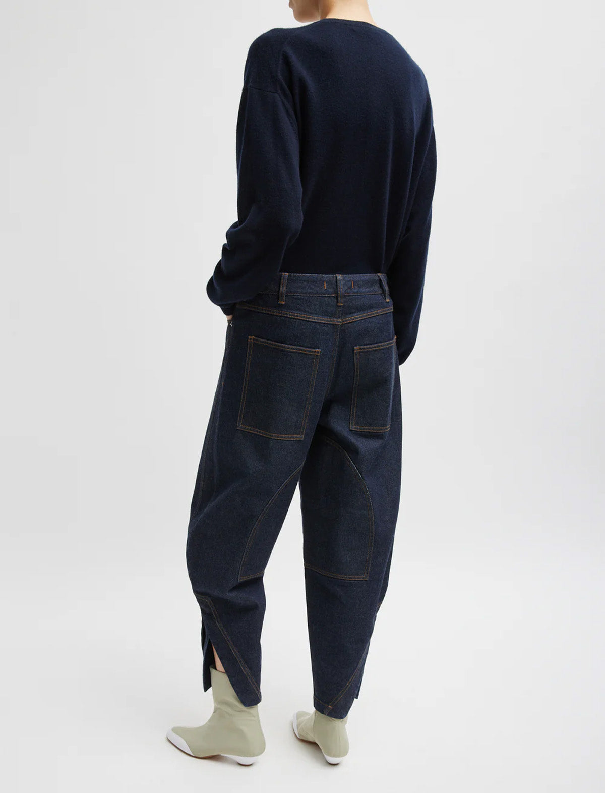 TIBI Indigo Denim Earl Jean in Dark Denim