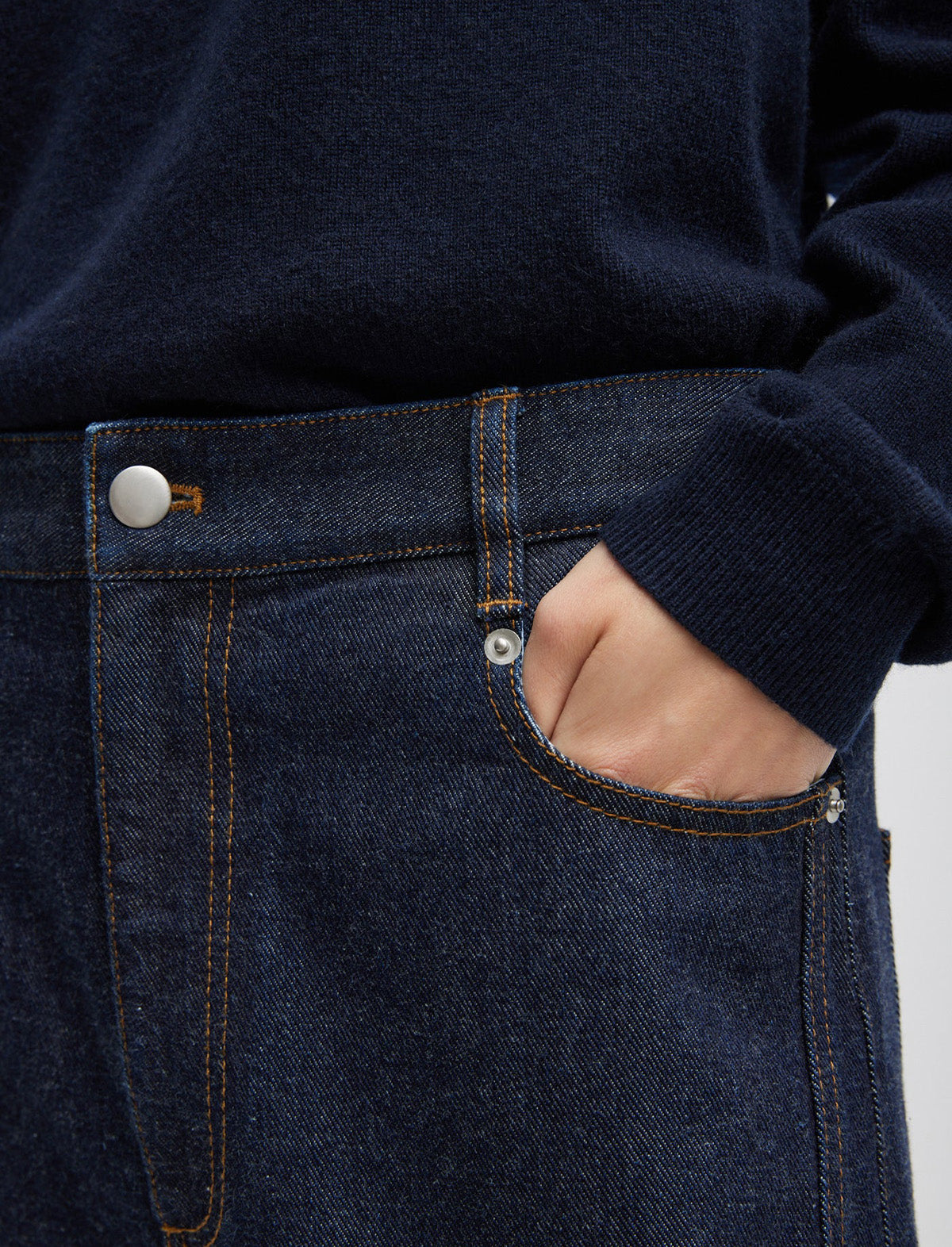 TIBI Indigo Denim Earl Jean in Dark Denim