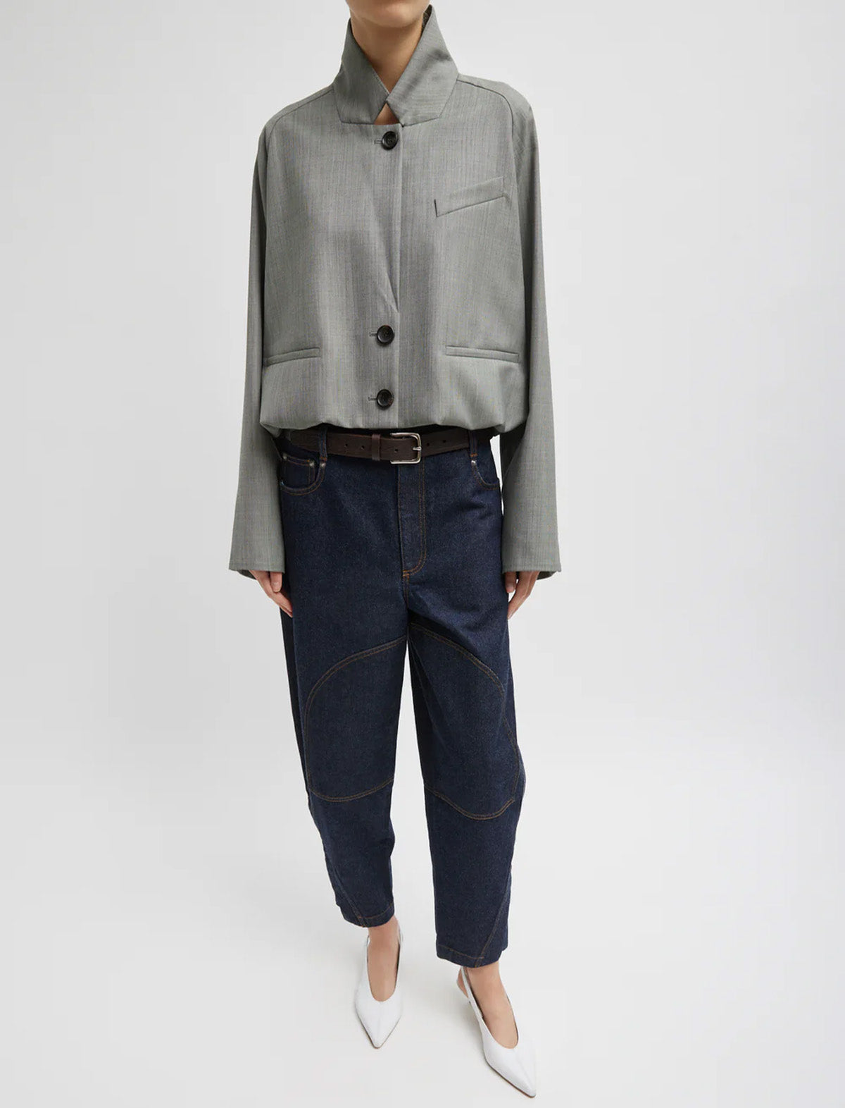 TIBI Indigo Denim Earl Jean in Dark Denim