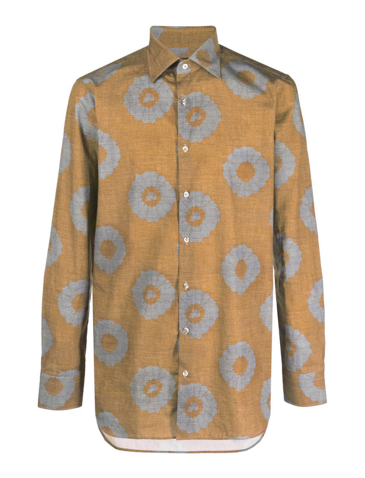 GABRIELE PASINI Italian Cotton Shirt in Brown Floral Print