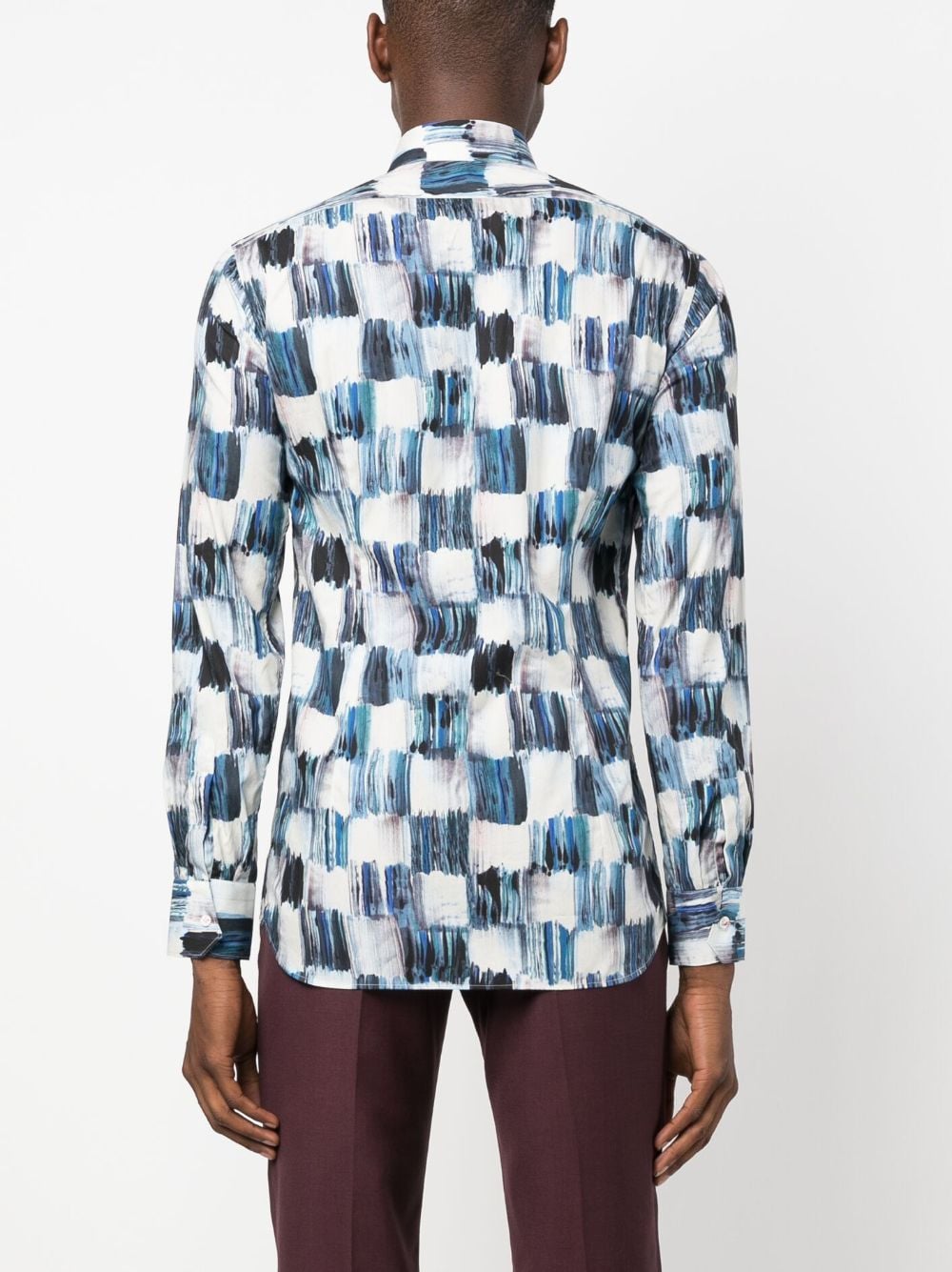GABRIELE PASINI Italian Cotton Shirt in Checkerboard Print