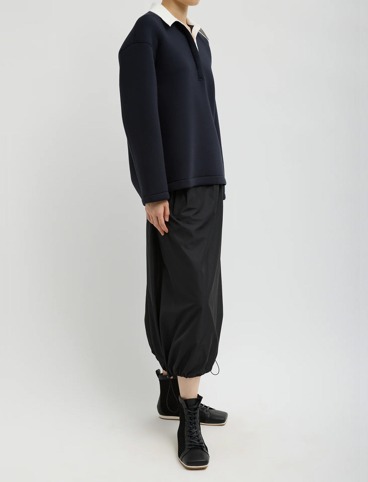 TIBI Italian Sporty Nylon Midi Anorak Skirt in Black