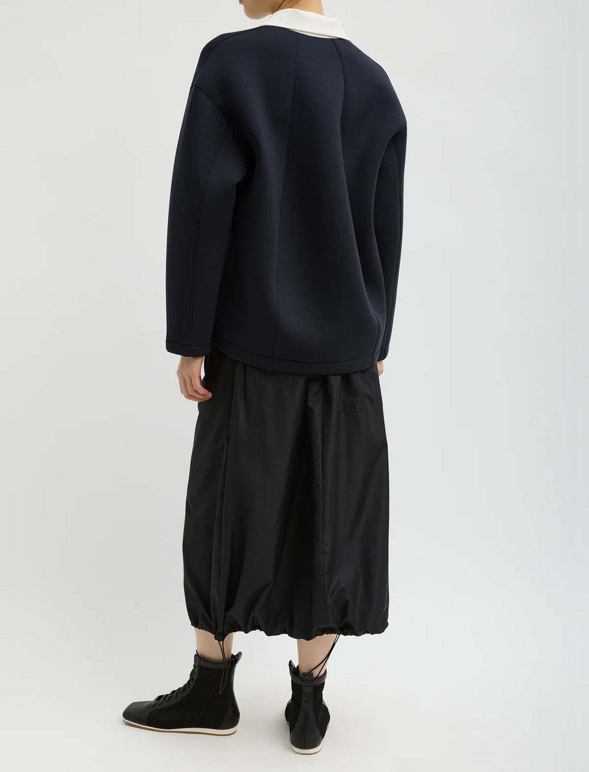 TIBI Italian Sporty Nylon Midi Anorak Skirt in Black