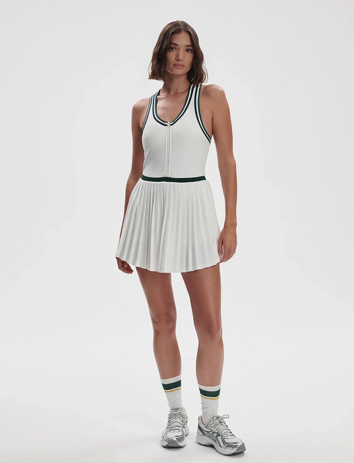 VARLEY Jane Court Dress 28'' in White/Forest