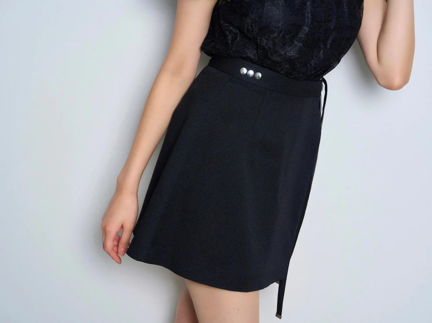 RICORD Wrap Mini Skirt In Black