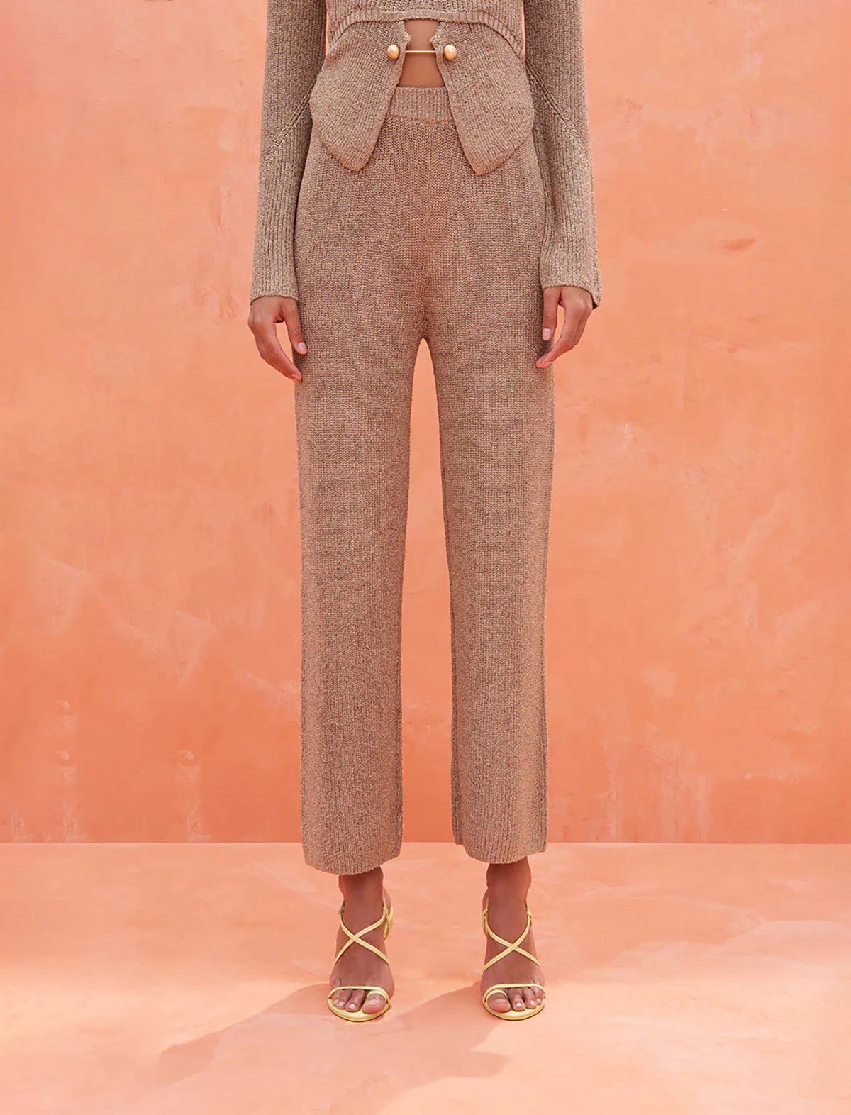 CULT GAIA Lawena Knit Pants in Champagne Brass