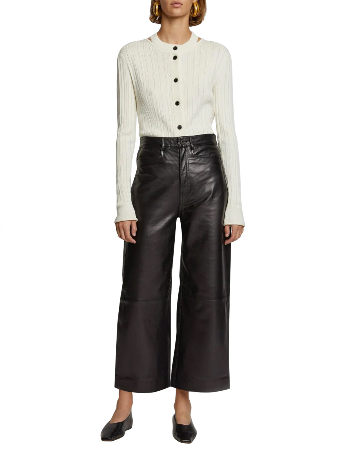 Proenza Schouler White Label Leather Culottes in Black