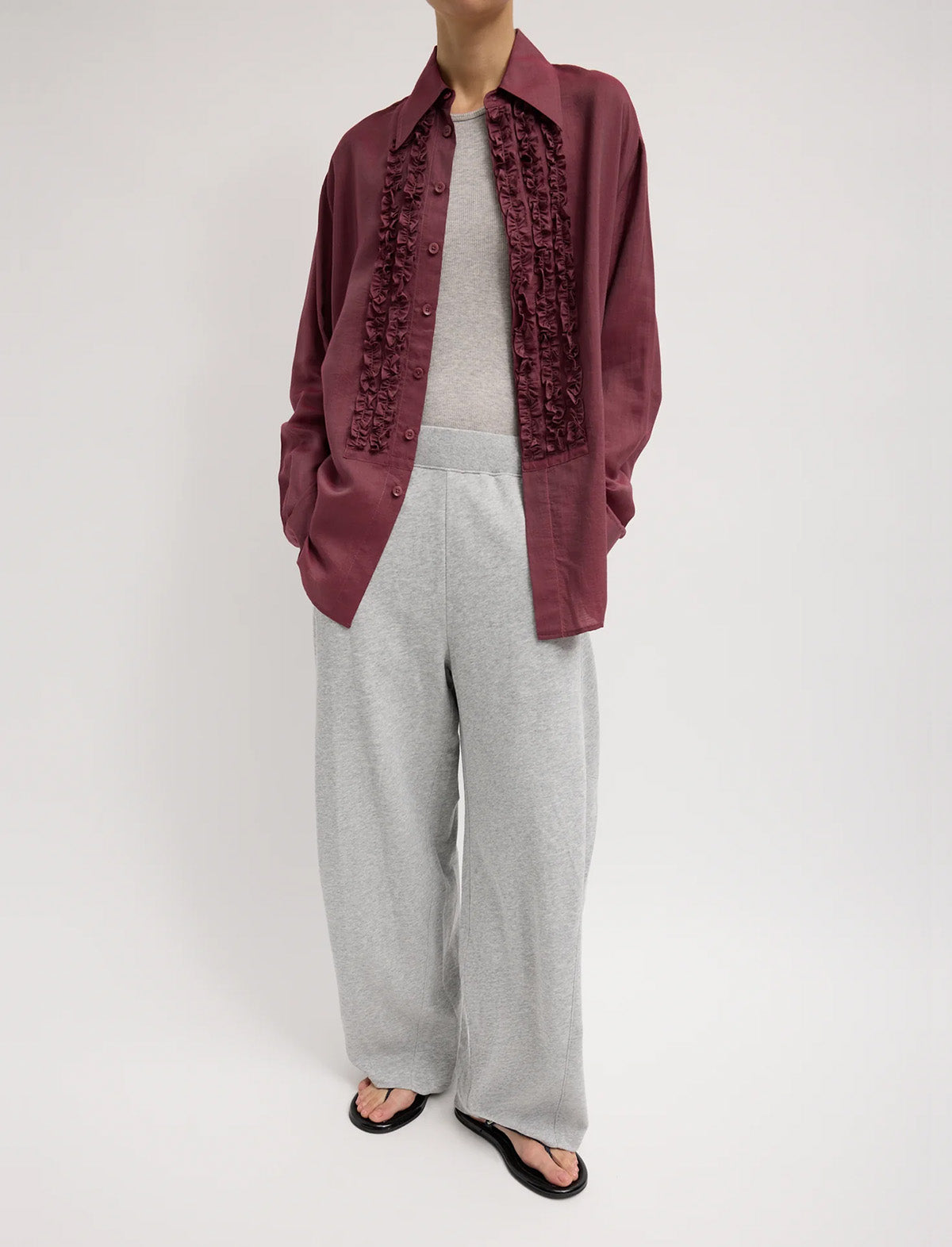 TIBI Light Weight Sweatshirting Winslow Pant in Heather Grey
