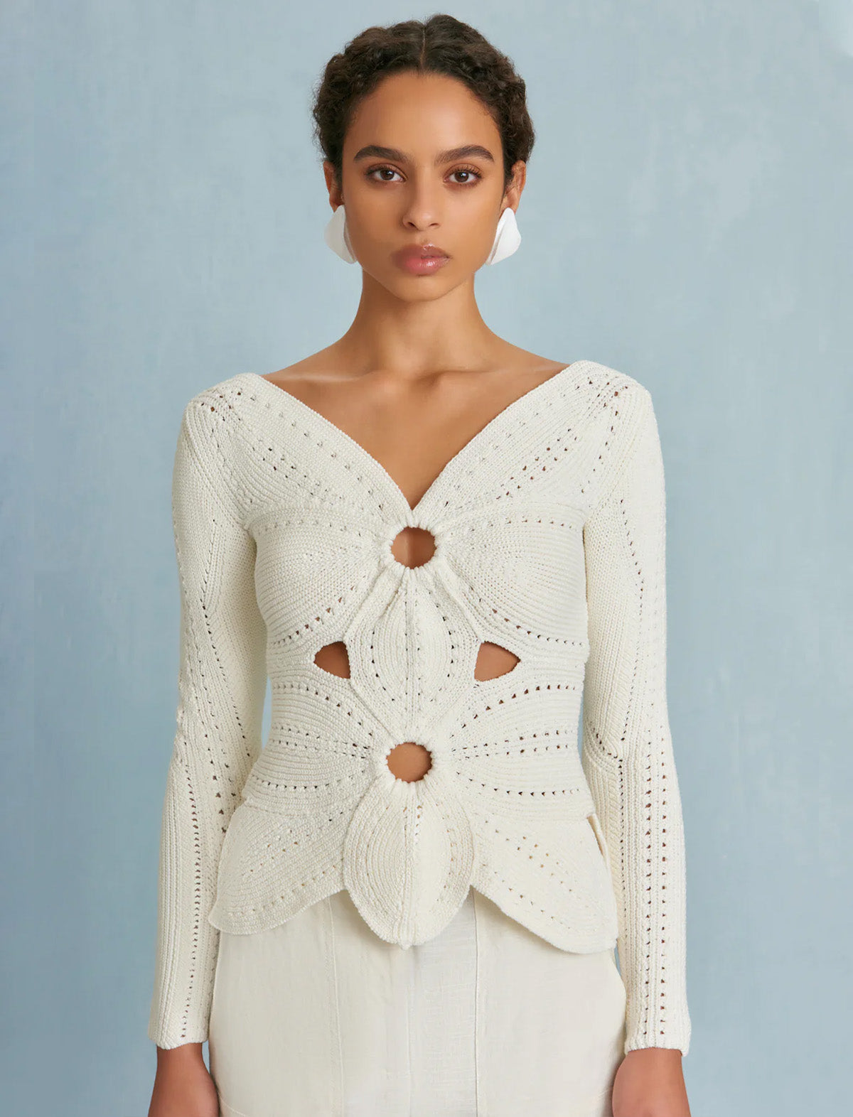 CULT GAIA Lule Crochet Top In Off White