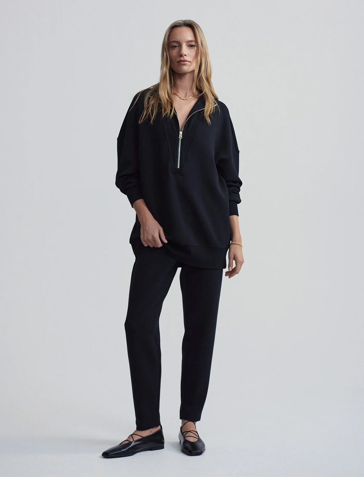 VARLEY Masie Longline Sweat in Black