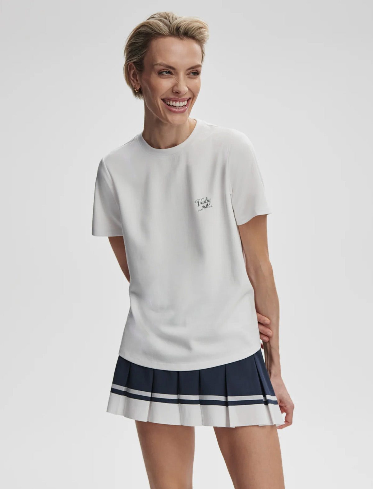 VARLEY Mattie Branded Tee in White