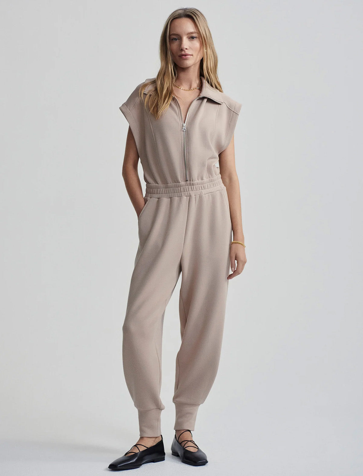 VARLEY Monica Jumpsuit in Light Taupe