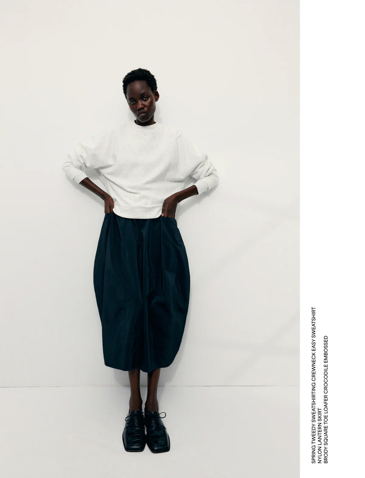 TIBI Nylon Lantern Skirt in Black