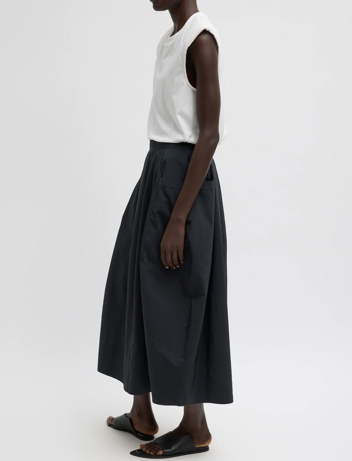TIBI Nylon Lantern Skirt in Black