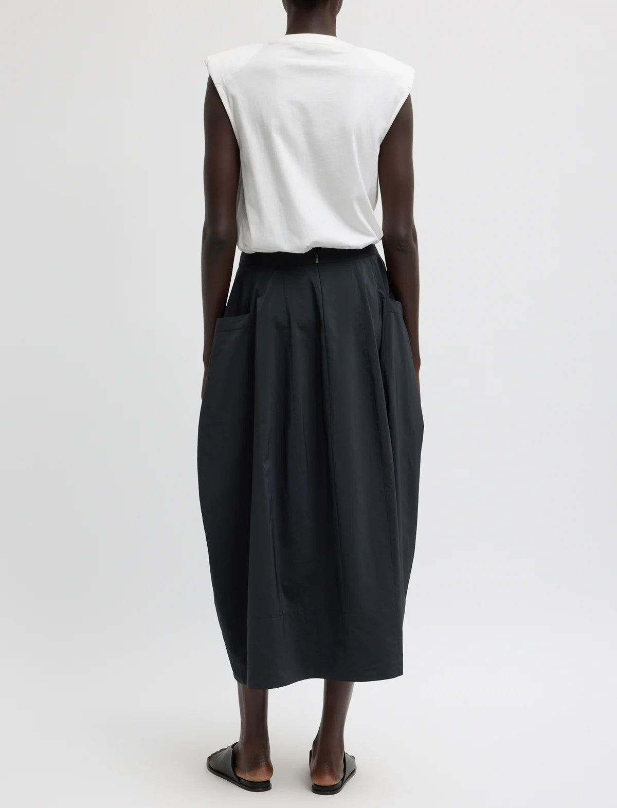 TIBI Nylon Lantern Skirt in Black