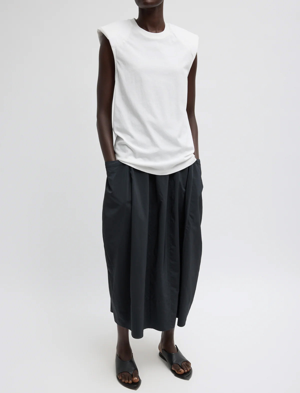 TIBI Nylon Lantern Skirt in Black