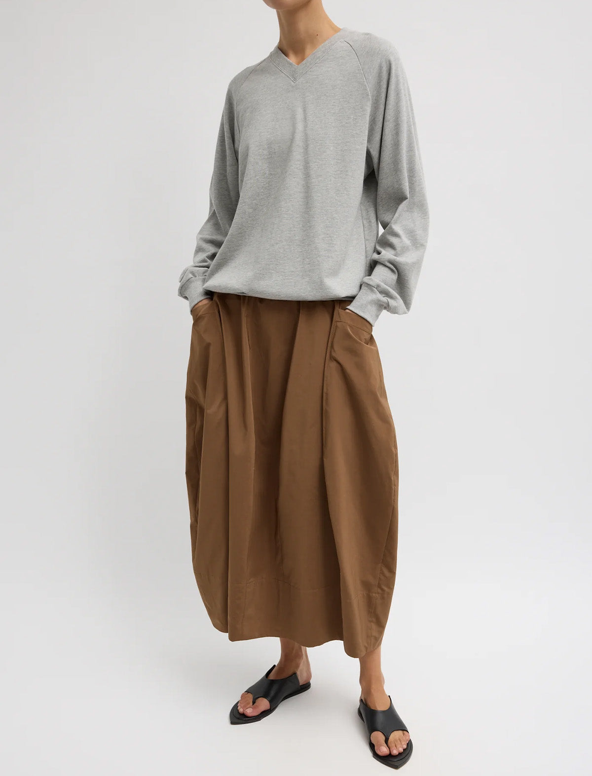 TIBI Nylon Lantern Skirt in Caramel Latte