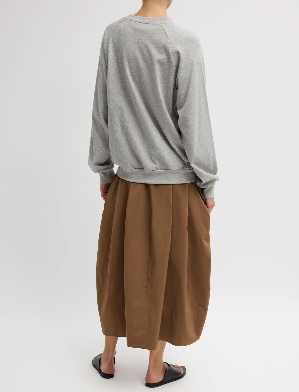 TIBI Nylon Lantern Skirt in Caramel Latte