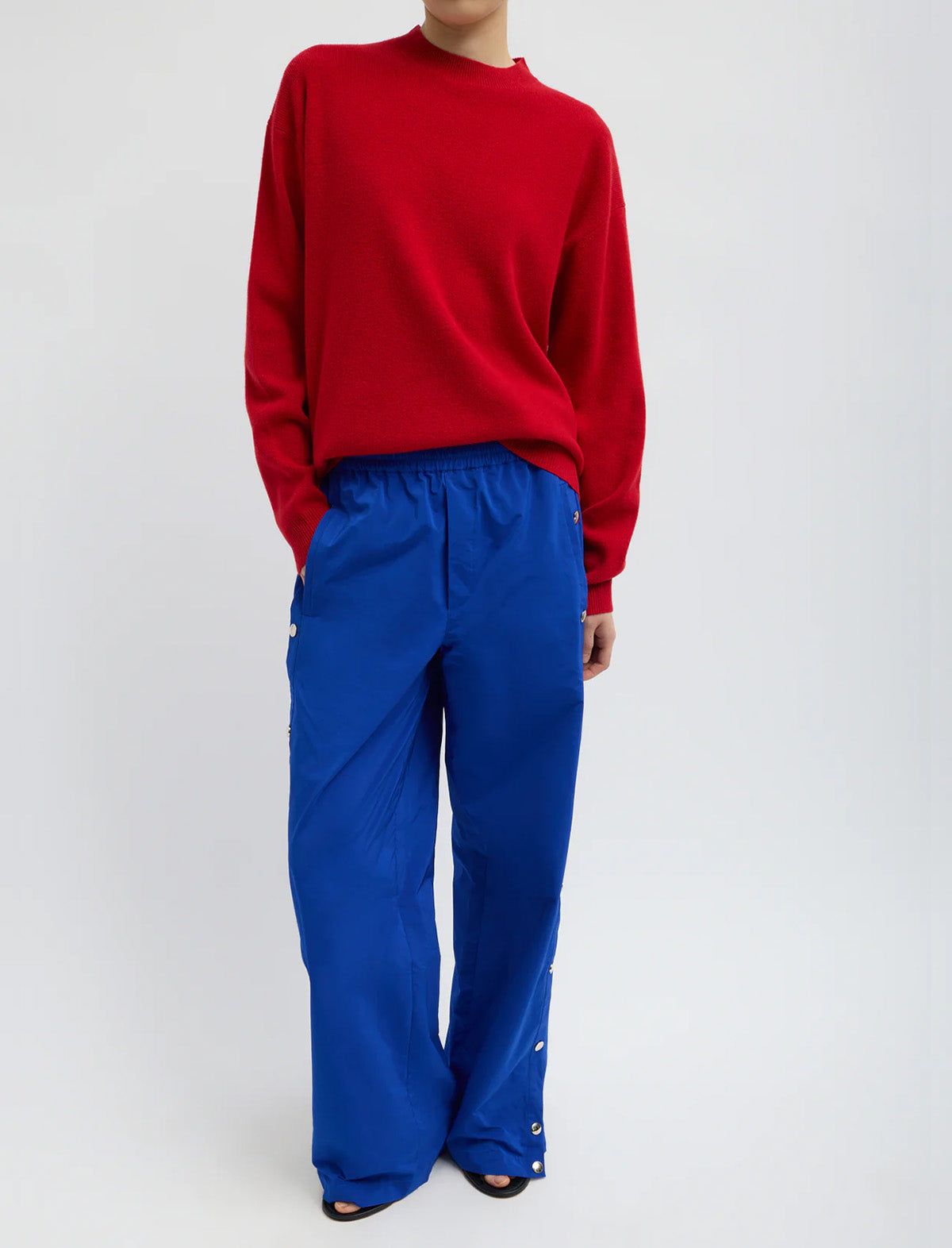 TIBI Nylon Snap Pull On Jogger in Blue