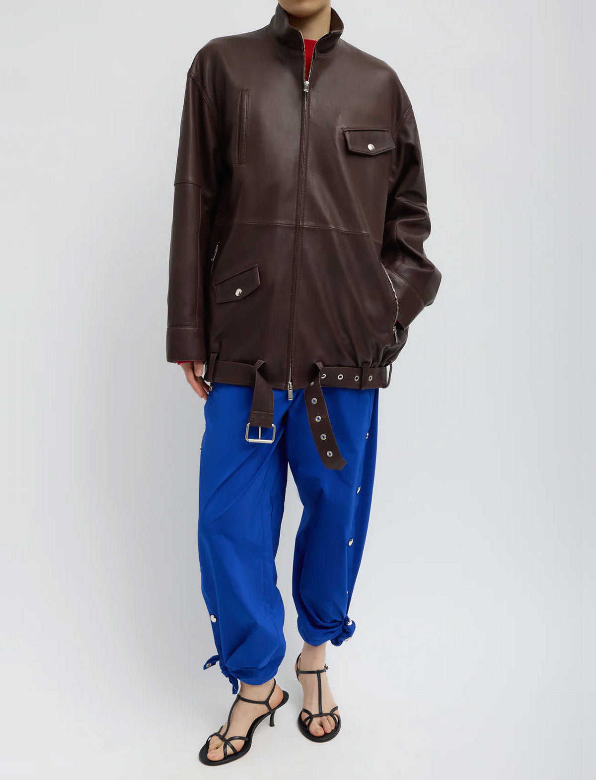 TIBI Nylon Snap Pull On Jogger in Blue