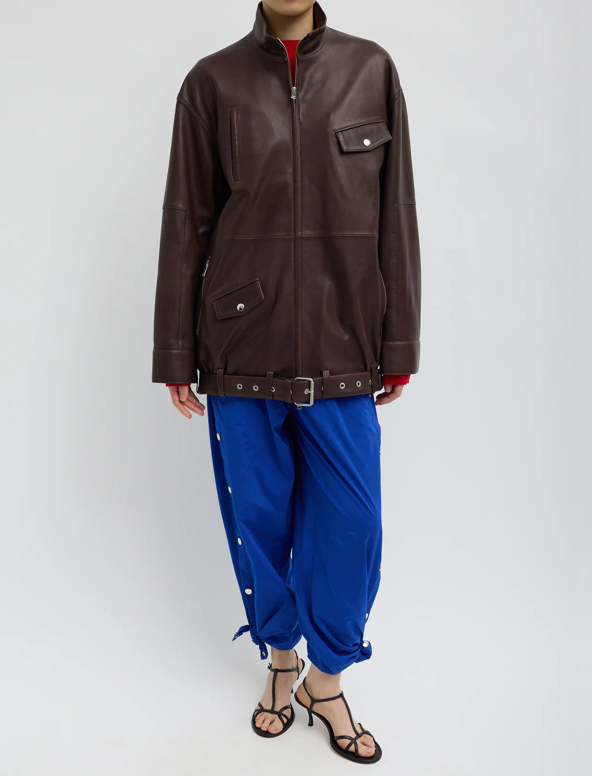 TIBI Nylon Snap Pull On Jogger in Blue