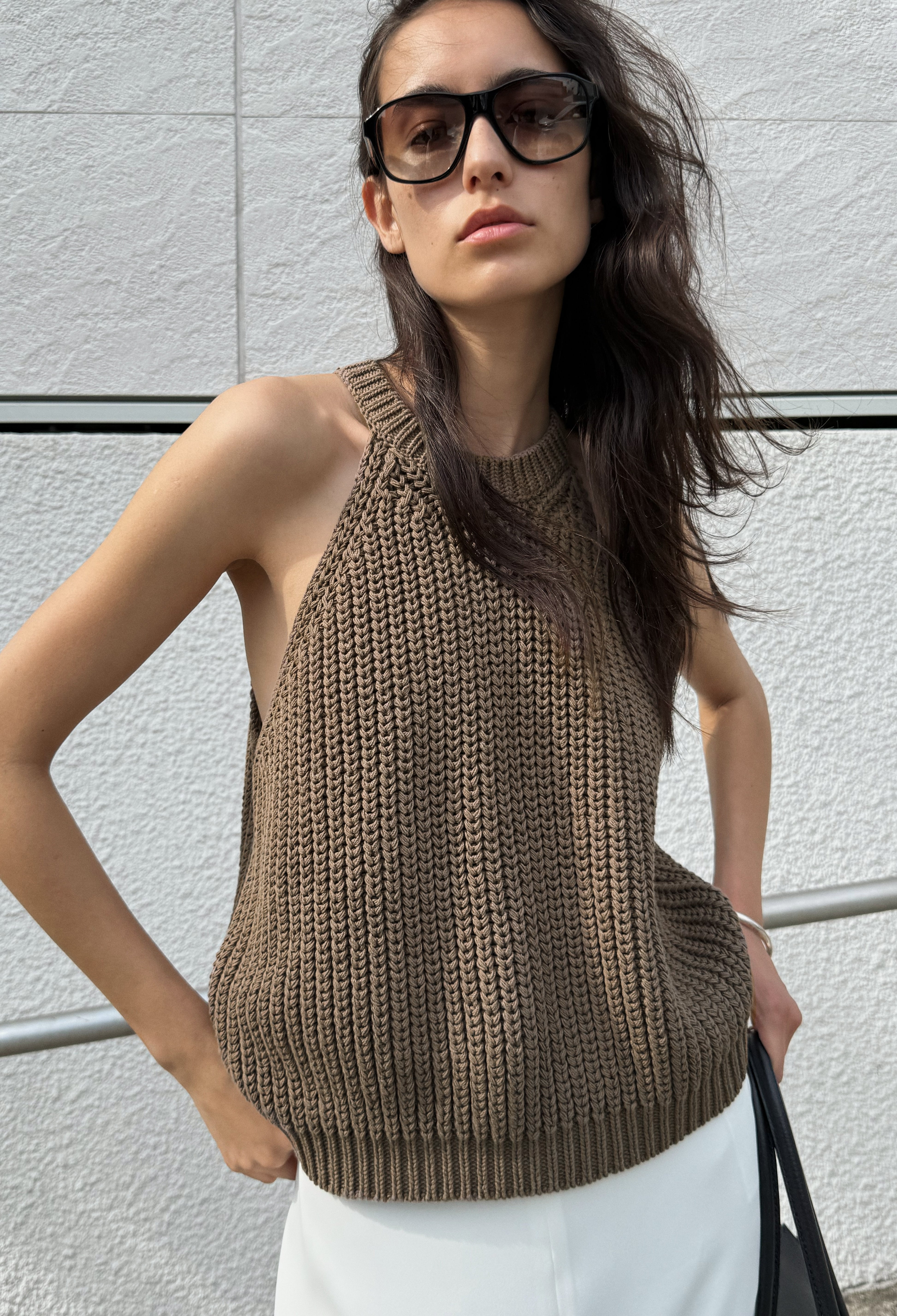 ORR Halter Neck Knit in Khaki Brown