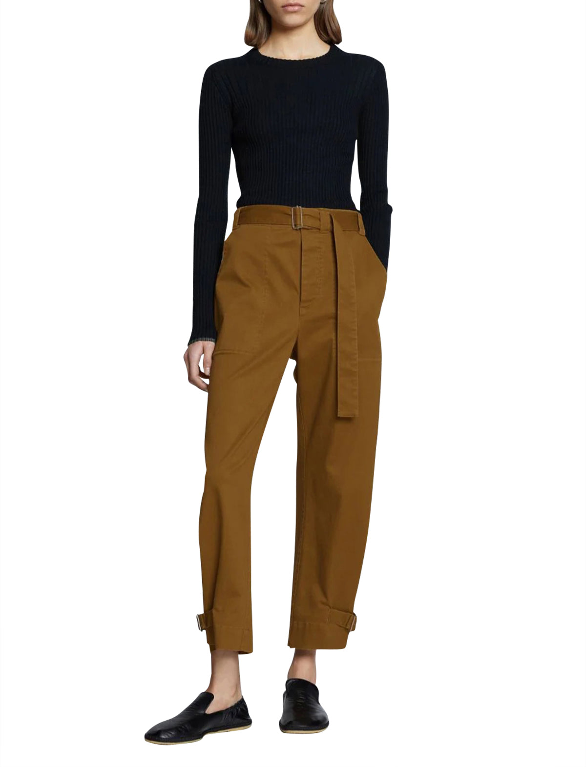 PROENZA SCHOULER WHITE LABEL Cotton Twill Tapered Pants Olive