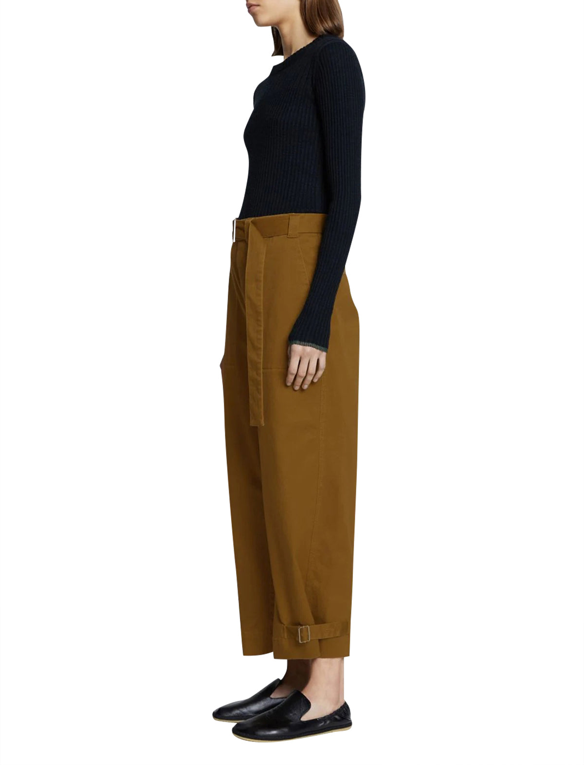 PROENZA SCHOULER WHITE LABEL Cotton Twill Tapered Pants Olive