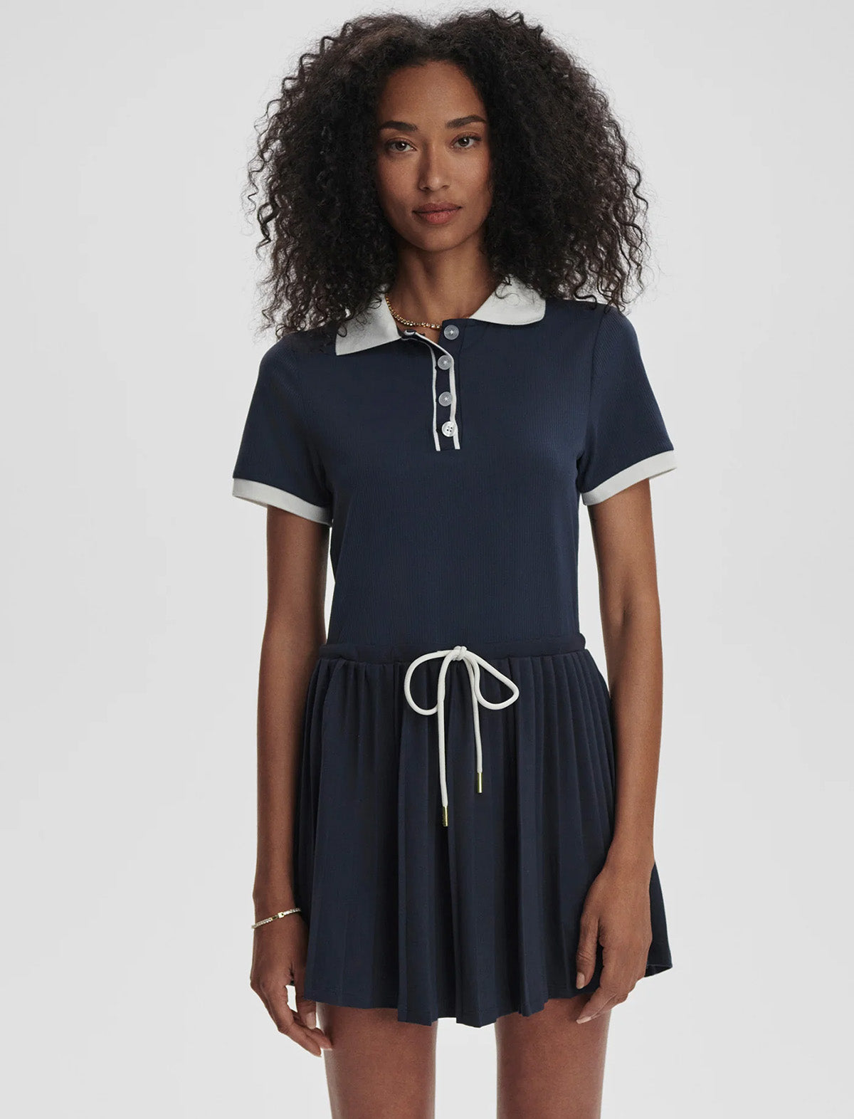 VARLEY Paloma Court Dress 30" in Blue Nights/White