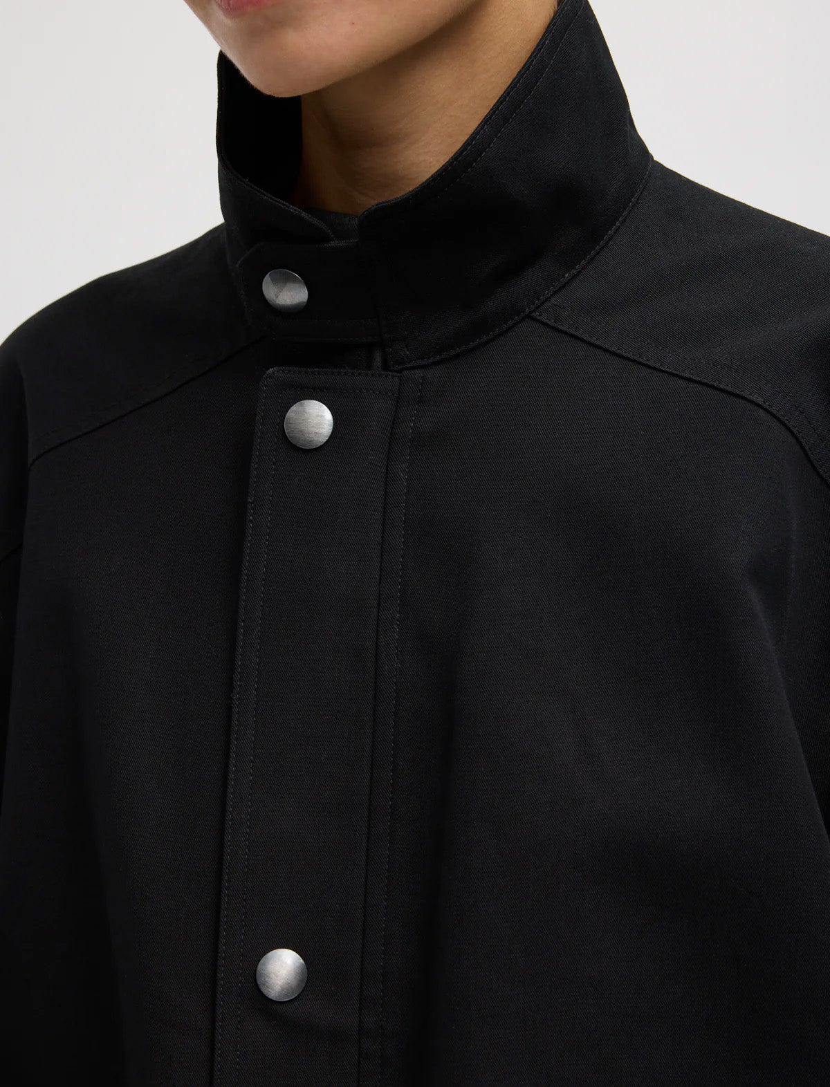 TIBI Patchwork Twill Slicker Jacket in Black