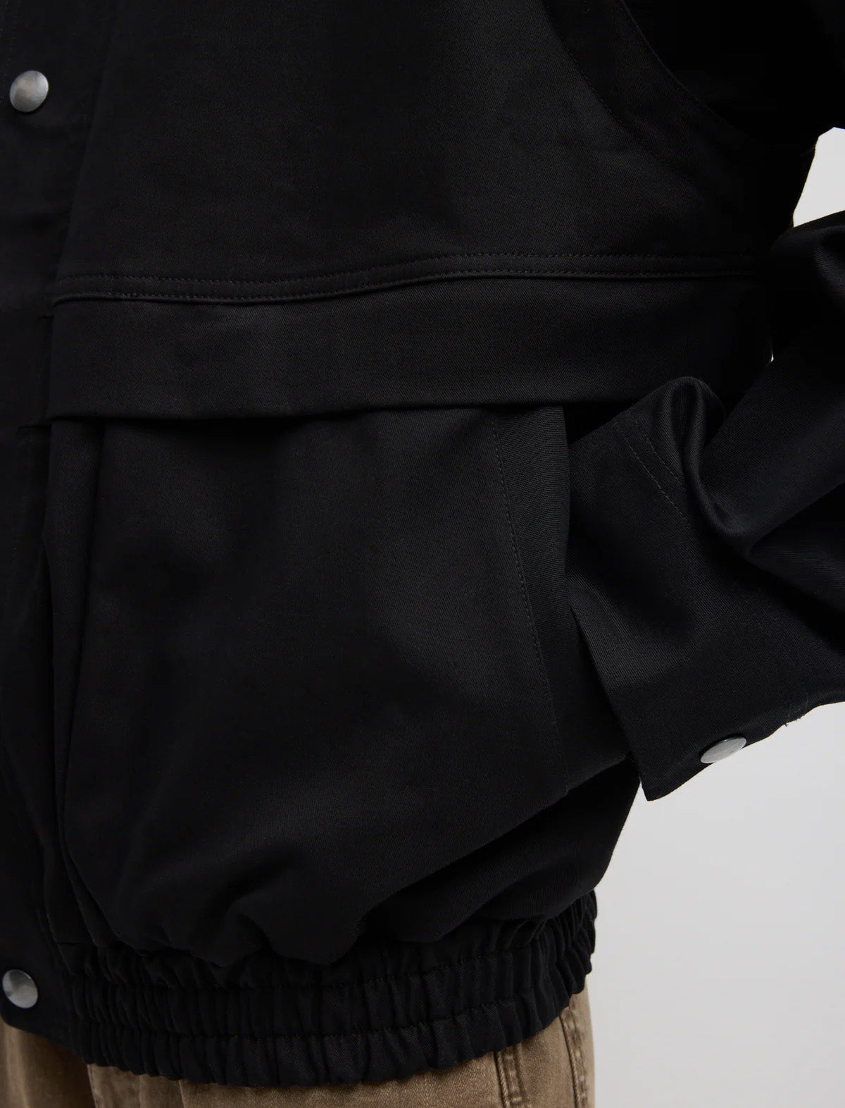 TIBI Patchwork Twill Slicker Jacket in Black