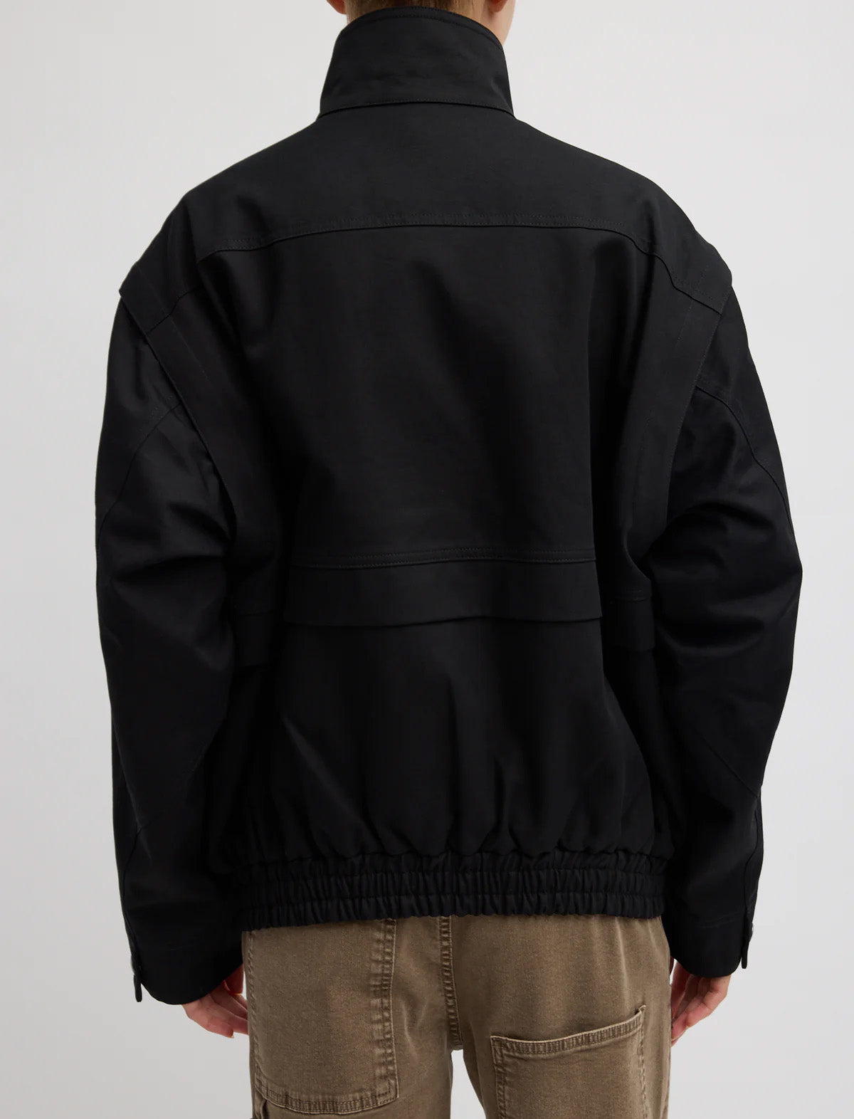 TIBI Patchwork Twill Slicker Jacket in Black