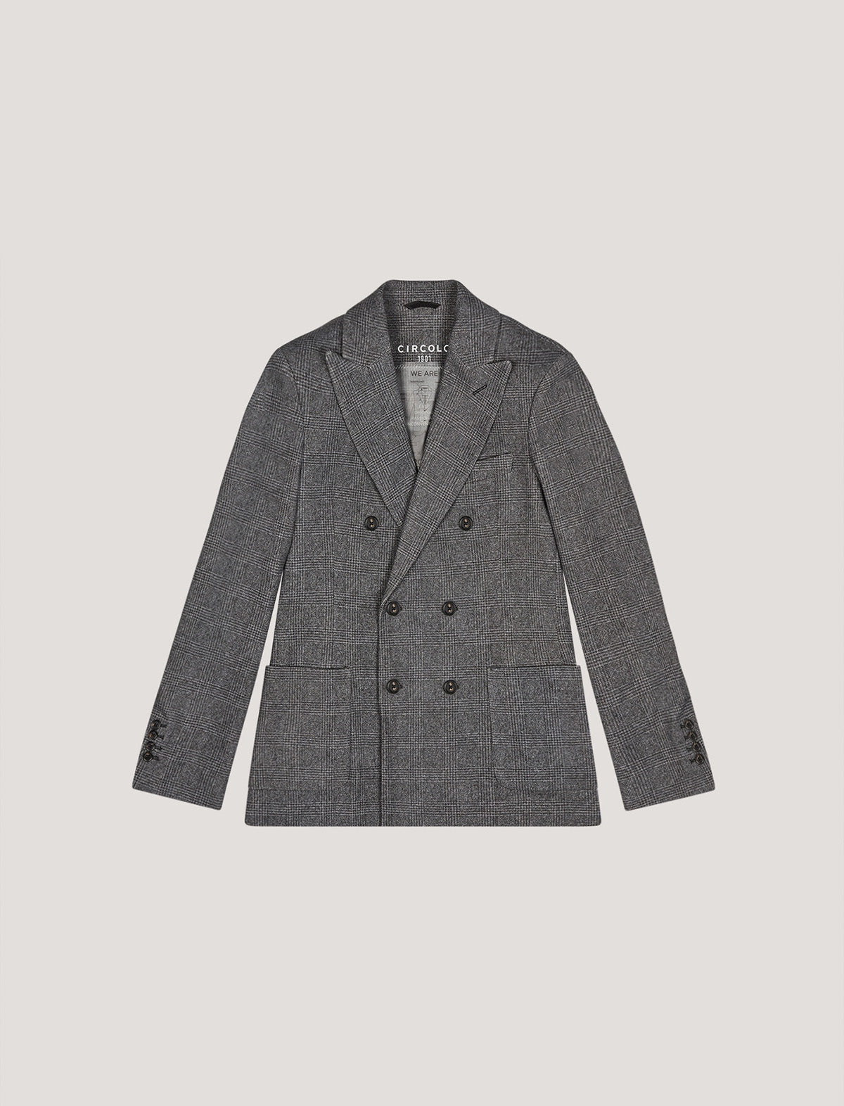 CIRCOLO 1901 Prince of Wales Double-Breasted Jacket in Gray