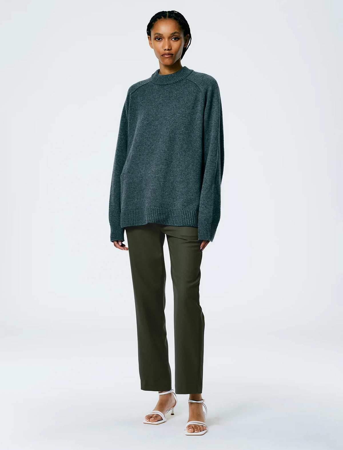 TIBI Cashmere Sweater Oversized Pullover In Dark Heather Grey