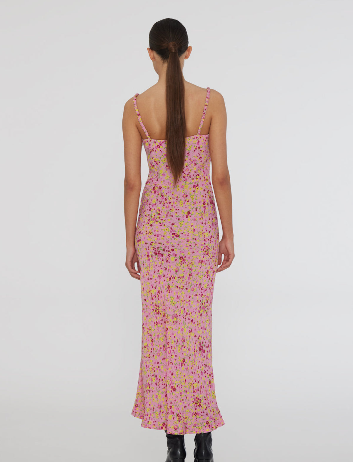 ROTATE Jacquard Midi Slip Dress in Pink Print CLOSET Singapore