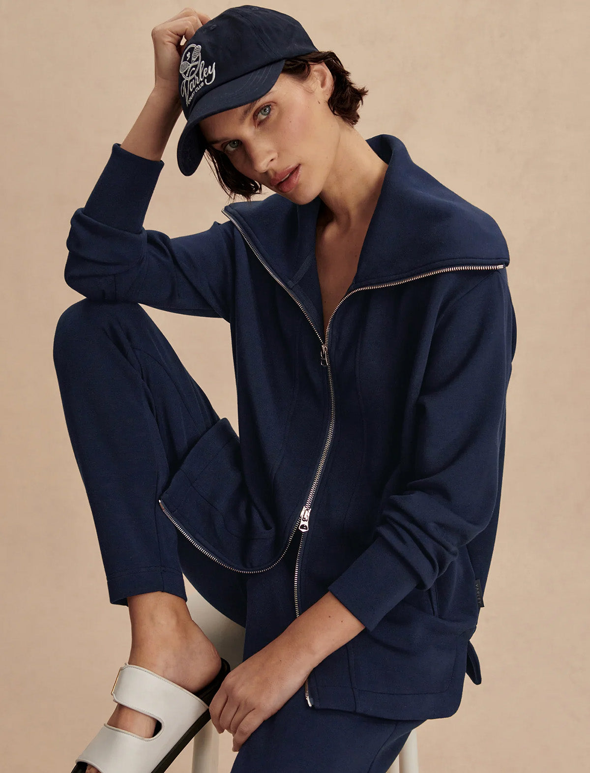 VARLEY Raleigh Zip-Through Sweat in Navy
