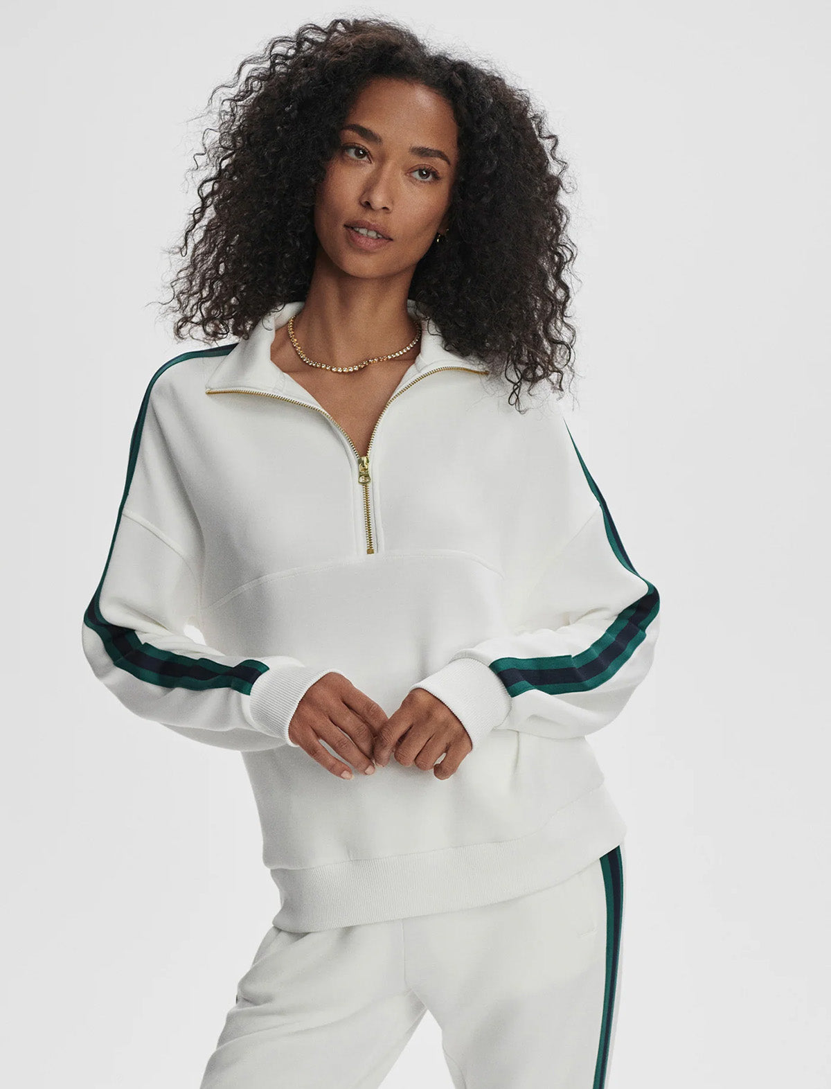 VARLEY Raymar Half-Zip Sweat in White/Navy/Forest