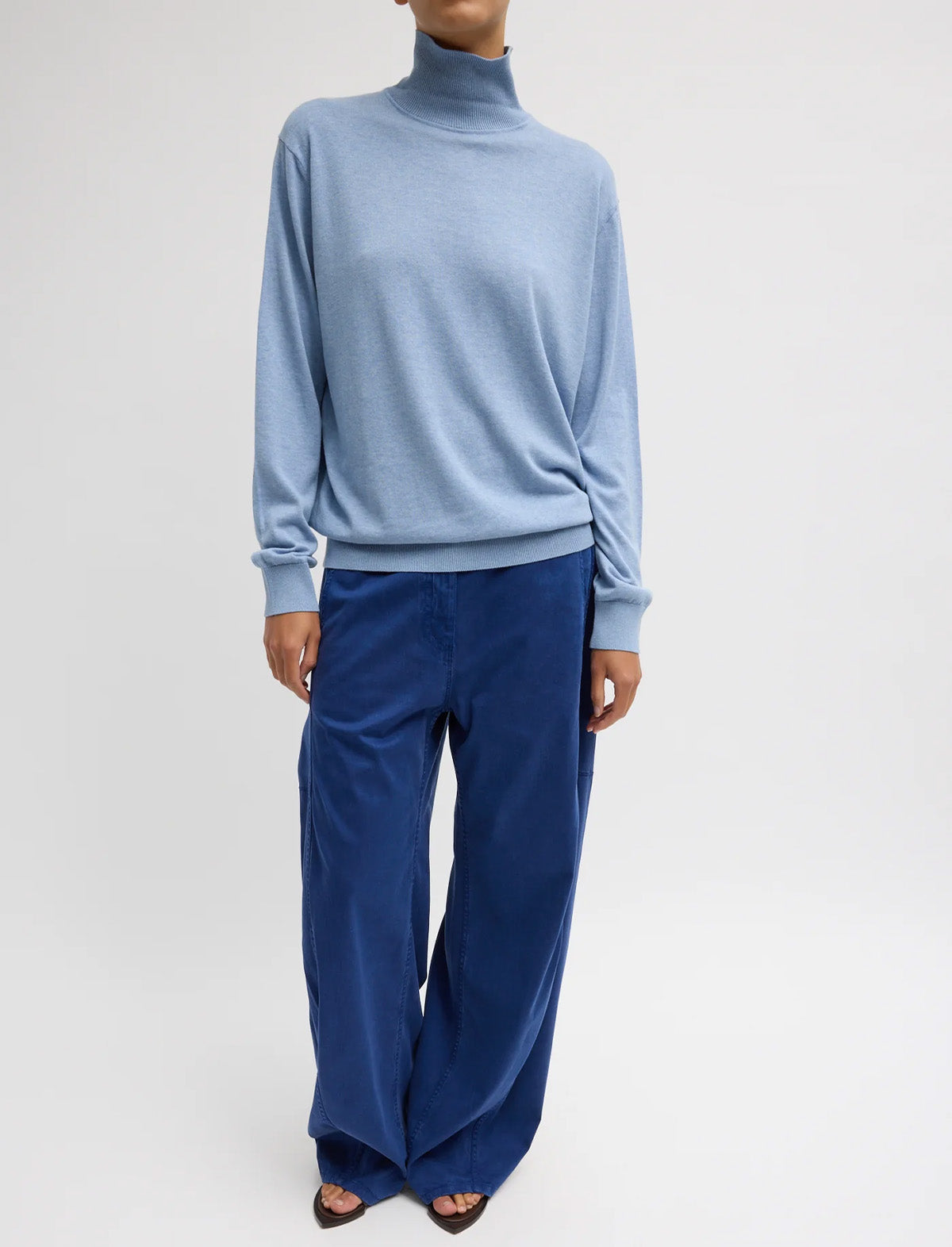 TIBI Reactive Vintage Garment Dyed Stretch Twill Sid Pant in Bright Navy