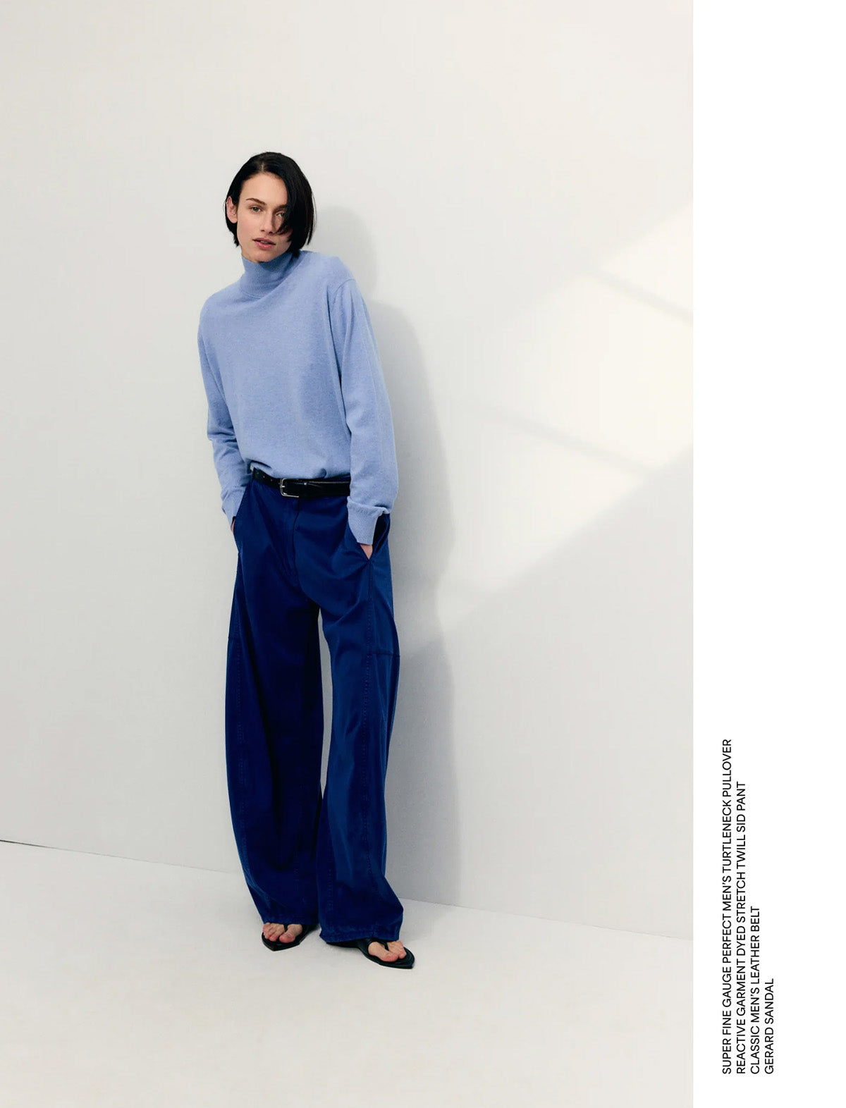 TIBI Reactive Vintage Garment Dyed Stretch Twill Sid Pant in Bright Navy