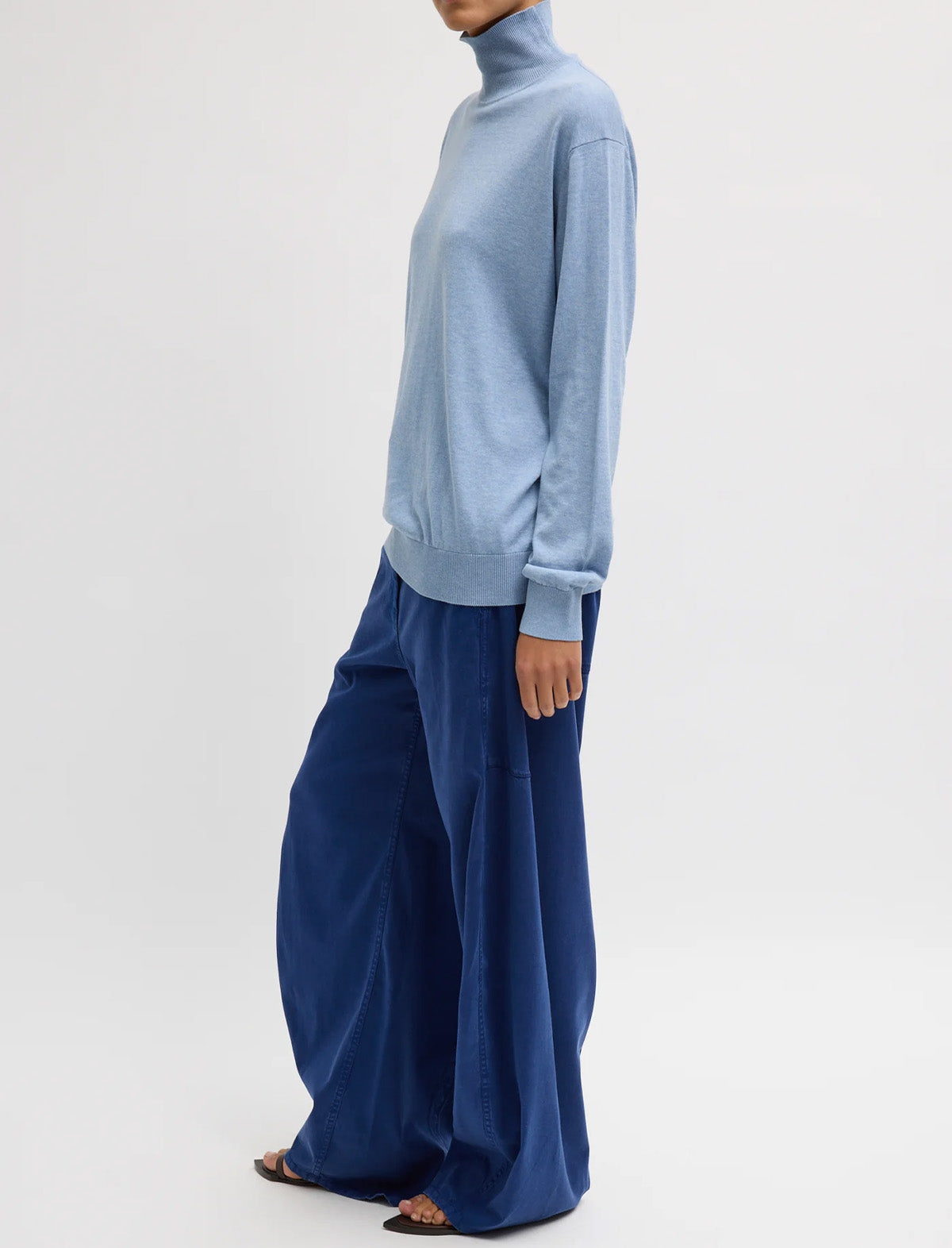 TIBI Reactive Vintage Garment Dyed Stretch Twill Sid Pant in Bright Navy
