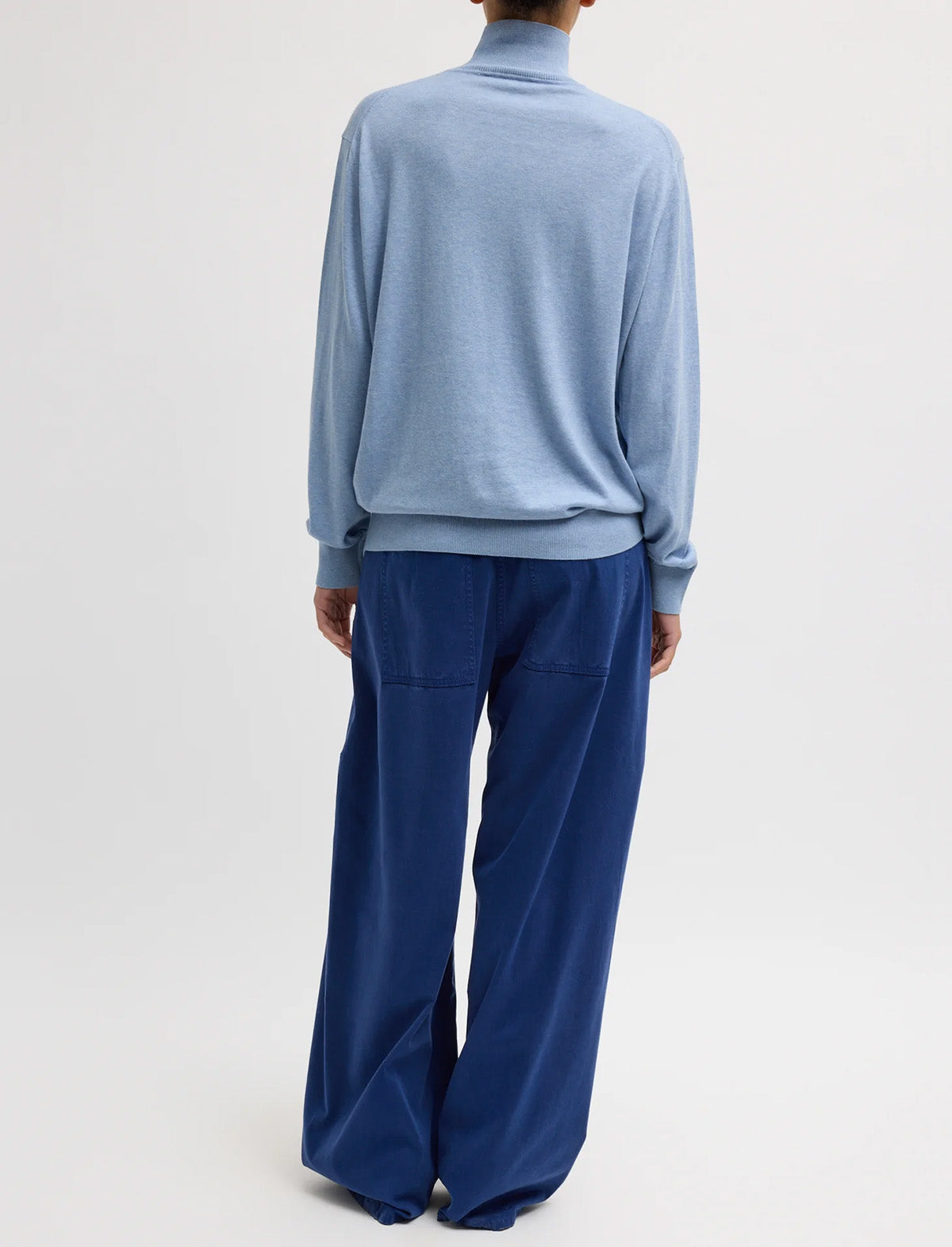 TIBI Reactive Vintage Garment Dyed Stretch Twill Sid Pant in Bright Navy