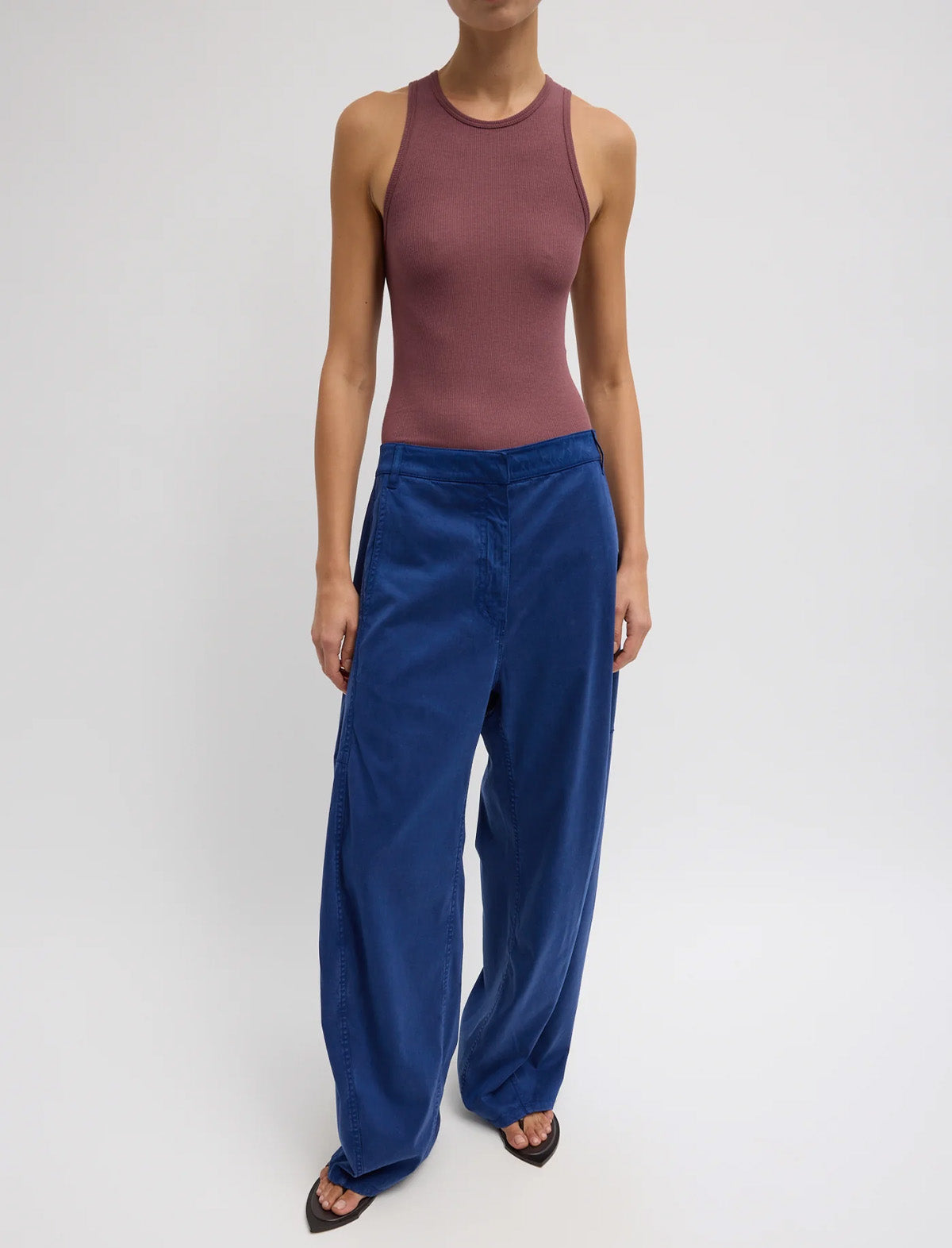 TIBI Reactive Vintage Garment Dyed Stretch Twill Sid Pant in Bright Navy
