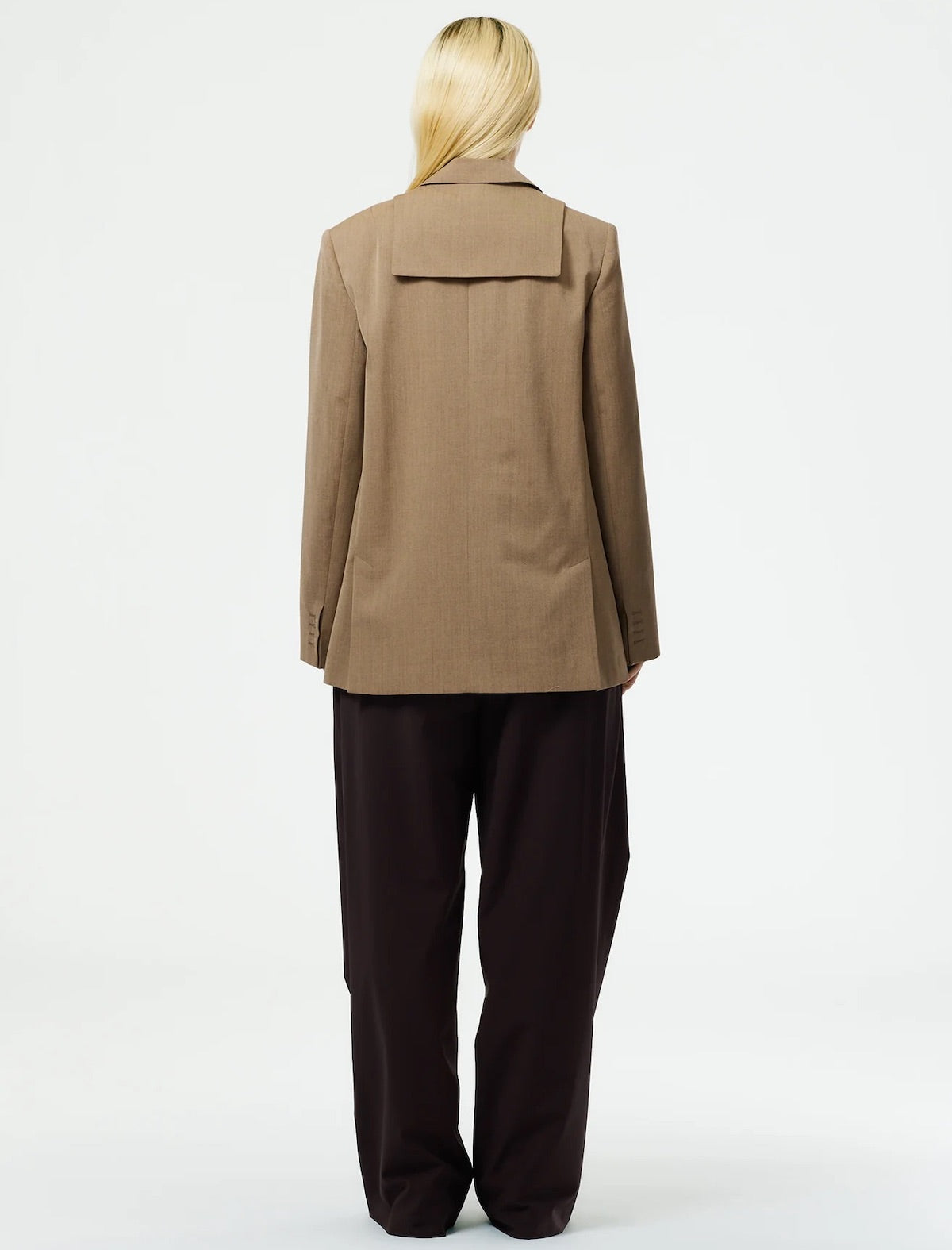 TIBI Refined Wool Tricotine Suiting Blazer in Tan