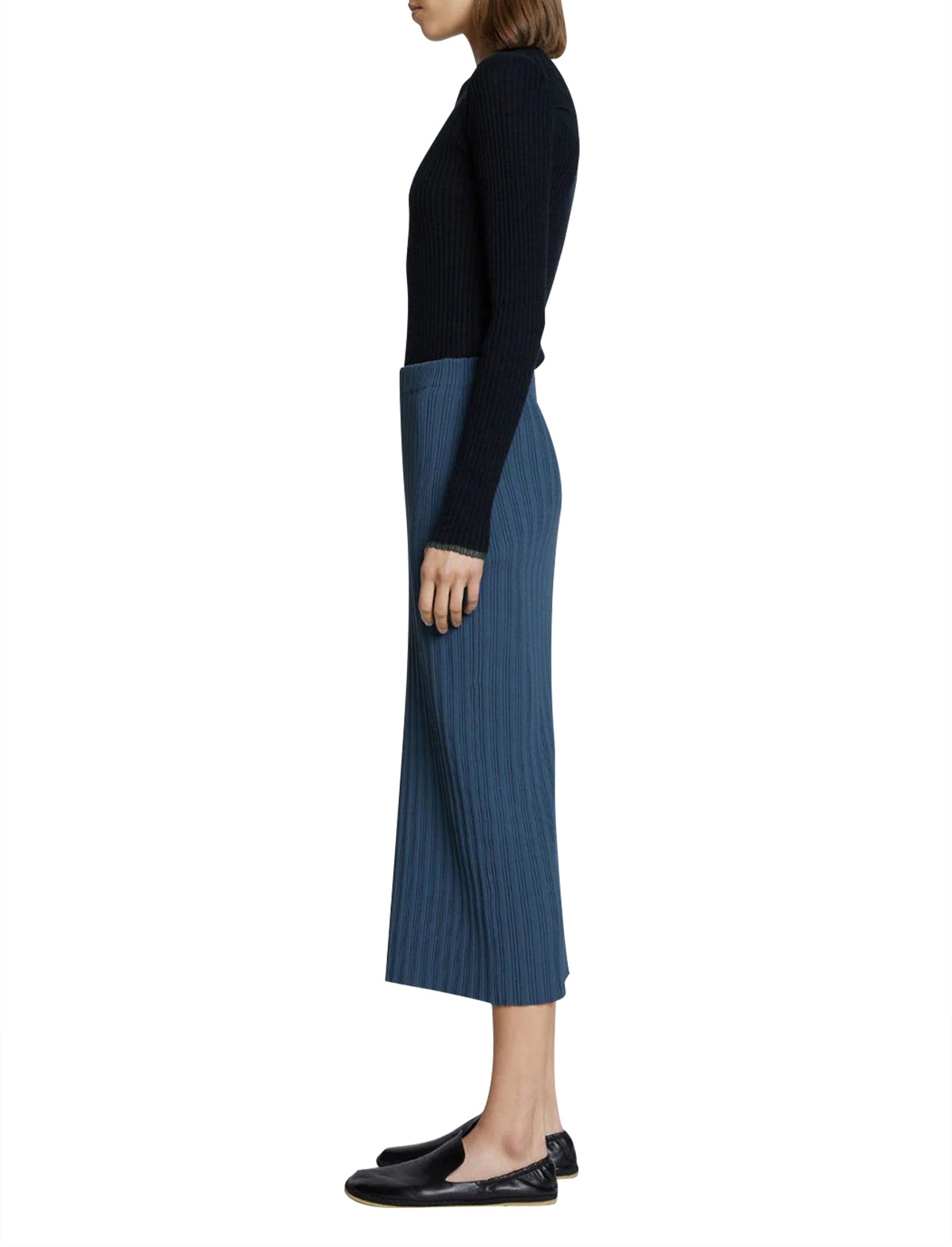 PROENZA SCHOULER WHITE LABEL Rib Knit Skirt in Dark Blue