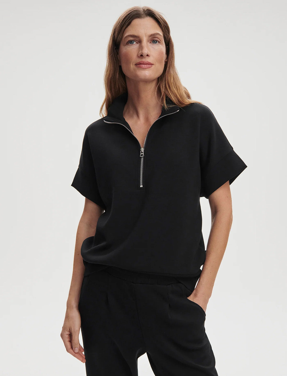 VARLEY Ritchie Short Sleeve Sweat in Black