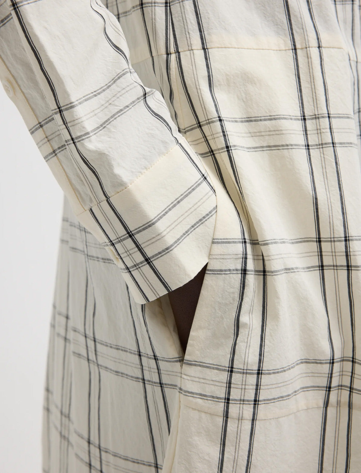 TIBI Russel Plaid Balloon Dress in Ivory/Black Multi
