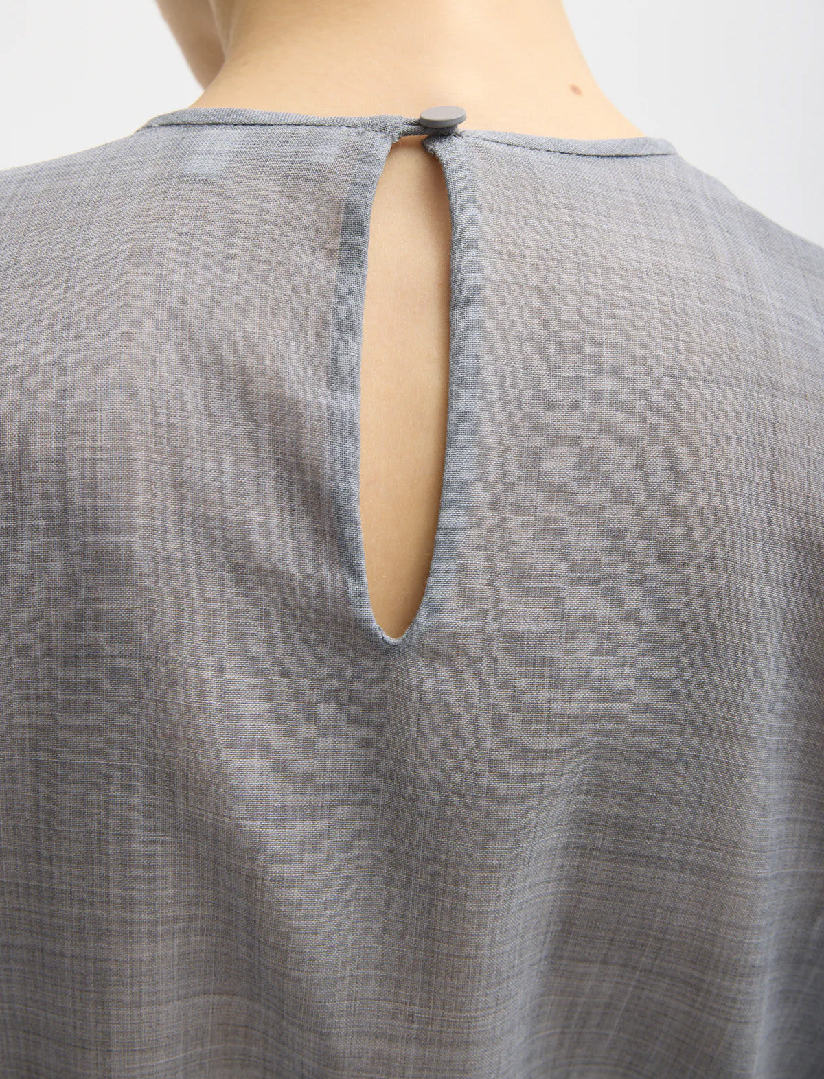 TIBI Sheer Wool Gauze Easy T-Shirt in Heather Grey