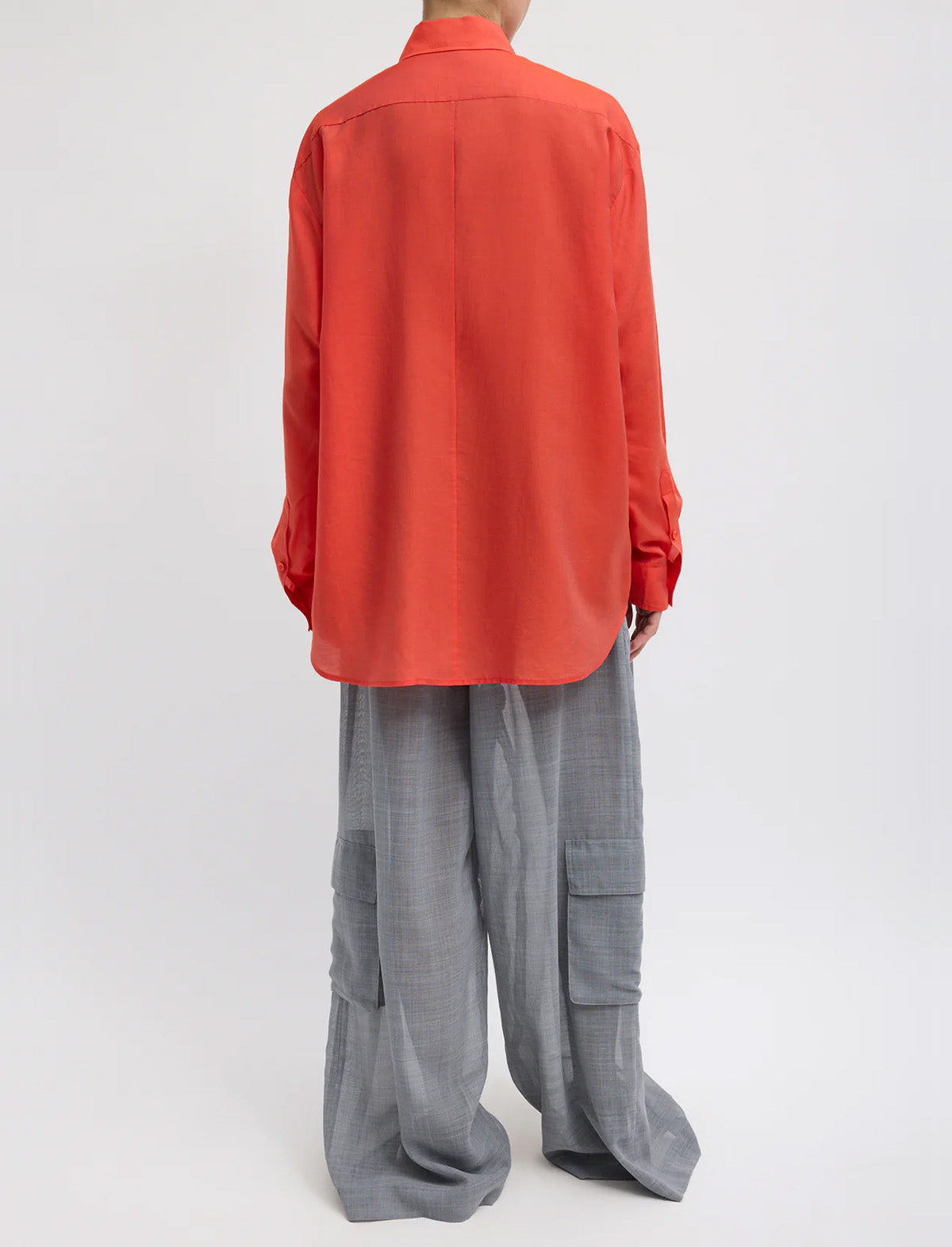 TIBI Silk Voile Easy Pintucked Shirt in Red